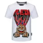 philipp plein t-shirt cut round neck fuck fire cartoon cotton